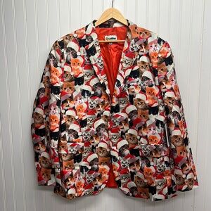 Tipsy Elves Men’s Meowy Christmas Cat Blazer Size 48 Holiday Ugly NWT No‎ Tie